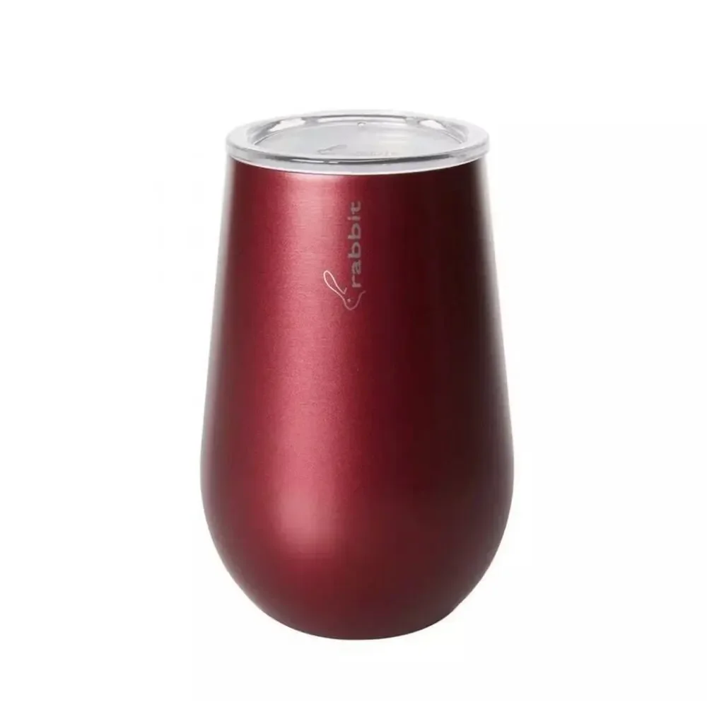 NEW RABBIT Maroon Red Stainless Steel Hot Cold Insulated Travel Mug Wine Glass
